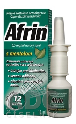 AFRIN 0,5 MG/ML NOSOVÝ SPREJ S MENTOLOM 1X15 ML