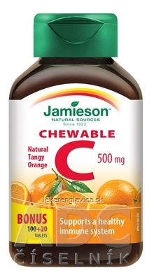 JAMIESON VITAMÍN C 500 MG POMARANČ TBL NA CMÚĽANIE, 100+20 ZADARMO (120 KS)