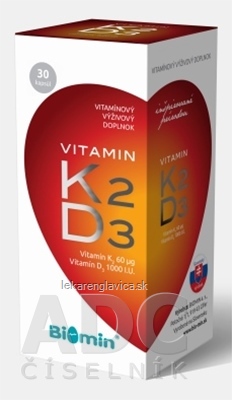 BIOMIN VITAMIN K2 + D3 1000 I.U.                   KAPSULY 1X30 KS