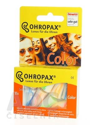 OHROPAX COLOR UŠNÉ VLOŽKY V PLASTOVOM OBALE 1X8 KS