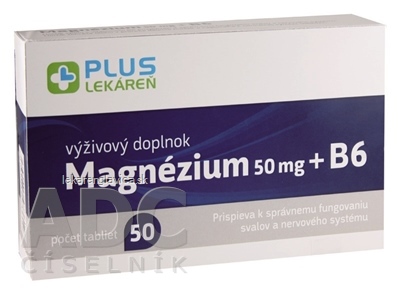 PLUS LEKÁREŇ MAGNÉZIUM 50 MG + B6 TABLETY 1X50 KS