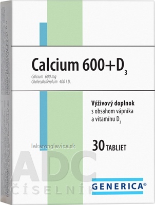 GENERICA CALCIUM 600+D3 TABLETY 1X30 KS