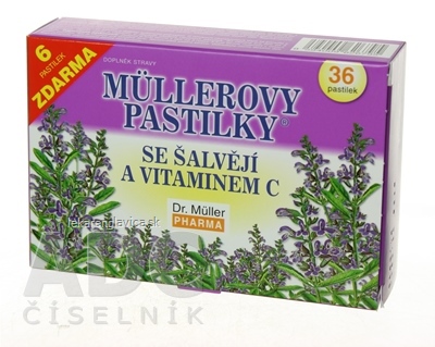 MÜLLEROVE PASTILKY SO ŠALVIOU A VITAMÍNOM C 1X36 KS