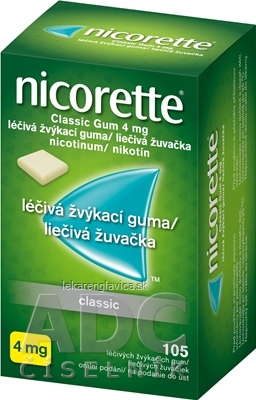 NICORETTE CLASSIC GUM 4 MG GUM MED (BLIS. PVC/PVDC/AL) 1X105 KS