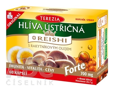 TEREZIA HLIVA USTRICOVITA + REISHI                 S RAKYTNIKOVYM OLEJOM FORTE CPS 1X60 KS