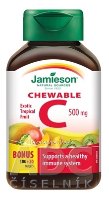 JAMIESON VITAMÍN C 500 MG TROPICKÉ OVOCIE TABLETY NA CMÚĽANIE 1X120 KS