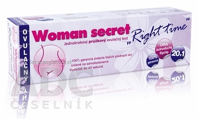 WOMAN SECRET RIGHT TIME OVULAČNÝ TEST PRÚŽKOVÝ 5V1 (5 PRÚŽKOV + NÁDOBKA) 1X1 SET