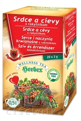 HERBEX SRDCE A CIEVY S RAKYTNÍKOM BYLINNÝ ČAJ (WELLNESS TEA) 20X3 G (60 G)