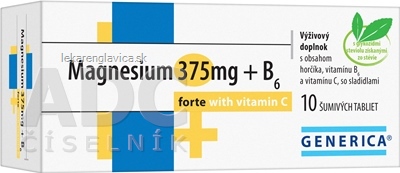 GENERICA MAGNESIUM 375 MG + B6 FORTE S VITAMÍNOM C SUMIVE TABLETY 1X10 KS