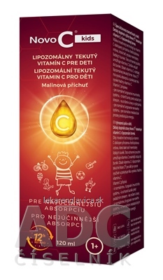 NOVO C KIDS LIPOZOMALNY TEKUTY VITAMIN C PRE DETI  120ML SIRUP, MALINOVA PRICHUT, 1X120 ML