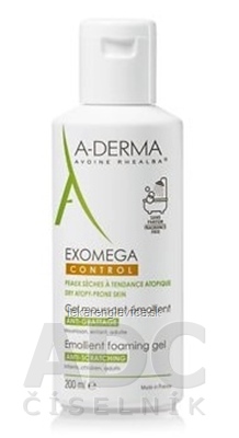 A-DERMA EXOMEGA CONTROL GEL MOUSSANT EMOLLIENT 200ML ZVLACNUJUCI PENIVY GEL 1X200 ML