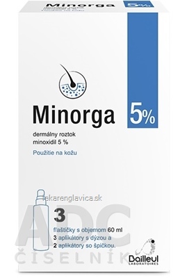 MINORGA 5 % DERMALNY ROZTOK SOL DER 3X60 ML (FL.HDPE+3 APLIK.S DYZOU+2 APLIK.S