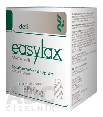 EASYLAX MIKROKLYSTIR PRE DETI 18G GLYCERIN, RUMANCEK A SLEZ, 6X3 G