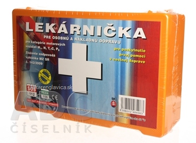 LEKÁRNIČKA V PLASTOVOM OBALE (PRE KATEGÓRIU MOTOROVÝCH VOZIDIEL M1,N,T,C,PS) 1X