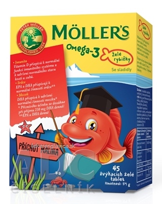 MOLLER´S OMEGA 3 ZELE RYBICKY                      45KS MALINA ZUVACIE TABLETY