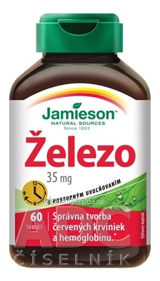 JAMIESON ŽELEZO 35 MG S POSTUPNÝM UVOĽŇOVANÍM TABLETY 1X60 KS