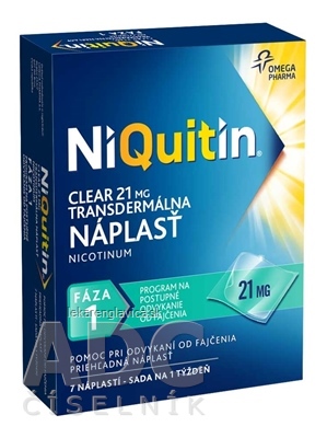 NIQUITIN CLEAR 21 MG NÁPLASTE 1X7 KS