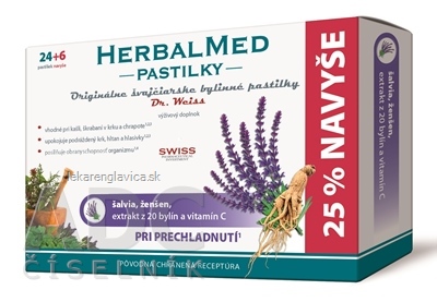 HERBALMED PASTILKY PRI PRECHLADNUTÍ - DR.WEISS (ŠALVIA, ŽENŠEN) 30 KS