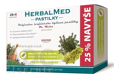 HERBALMED PASTILKY PRE ODKAŠLIAVANIE - DR.WEISS (LIŠAJNÍK, TYMIAN) 30 KS