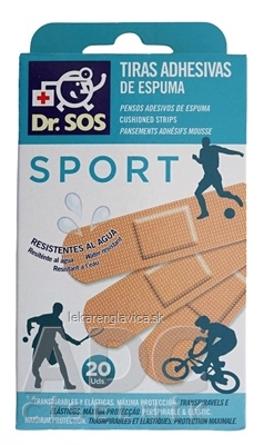 DR. SOS SPORT NAPLAST 20KS PRUZKY MIX VODEODOLNE (72X19MM) 1X20 KS