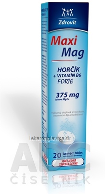 MAXIMAG HORČÍK FORTE 375 MG + VITAMÍN B6 ŠUMIVÉ TABLETY 1X20 KS