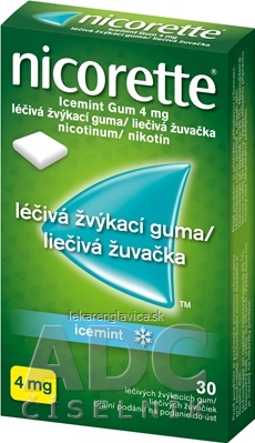 NICORETTE ICEMINT GUM 4 MG ŽUVAČKY 1X30 KS