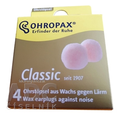 OHROPAX CLASSIC USNE VLOZKY 4KS VOSKOVE, JEDNORAZOVE, V KRABICKE 1X4 KS