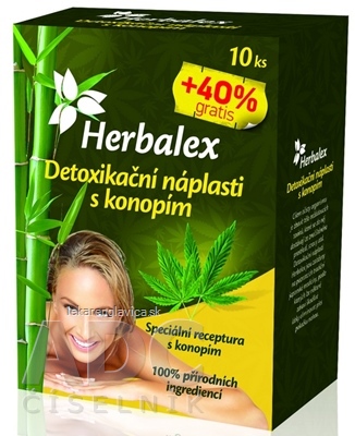 HERBALEX DETOXIKAČNÉ NÁPLASTI S KONOPOU 10 KS + 40% GRATIS (14 KS)