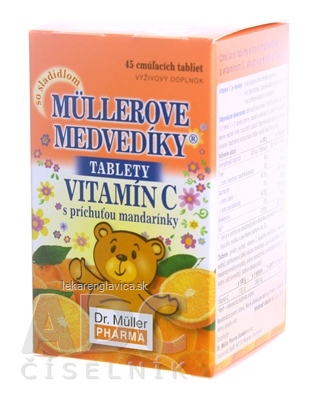 MÜLLEROVE MEDVEDÍKY - VITAMÍN C TBL S PRÍCHUŤOU MANDARÍNKY 1X45 KS