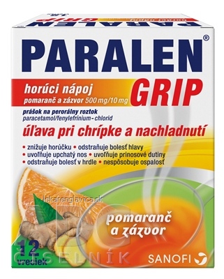 PARALEN GRIP HORUCI NAPOJ POMARANC A ZAZVOR 500 MG/10 MG PLO POR 12X500 MG/10 MG (VRE.PAP/AL/LDPE)