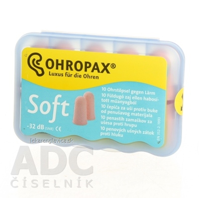 OHROPAX SOFT UŠNÉ VLOŽKY V PLASTOVOM OBALE 1X10 KS