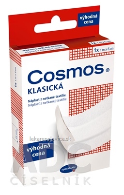 COSMOS KLASICKA NAPLAST Z NETKANEJ TEXTILIE 1KS 1M X 6CM, BIELA, VYHODNA CENA, 1X1 KS