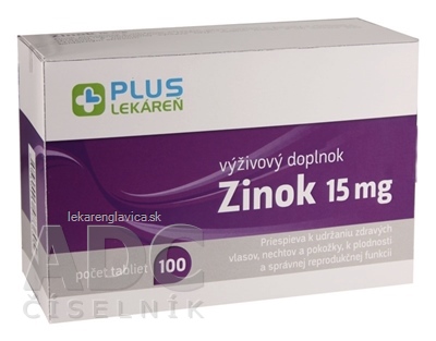 PLUS LEKÁREŇ ZINOK 15MG TABLETY 1X100 KS